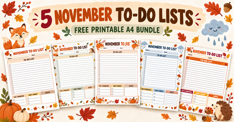 5 November To-Do Lists – Free Printable A4 Bundle
