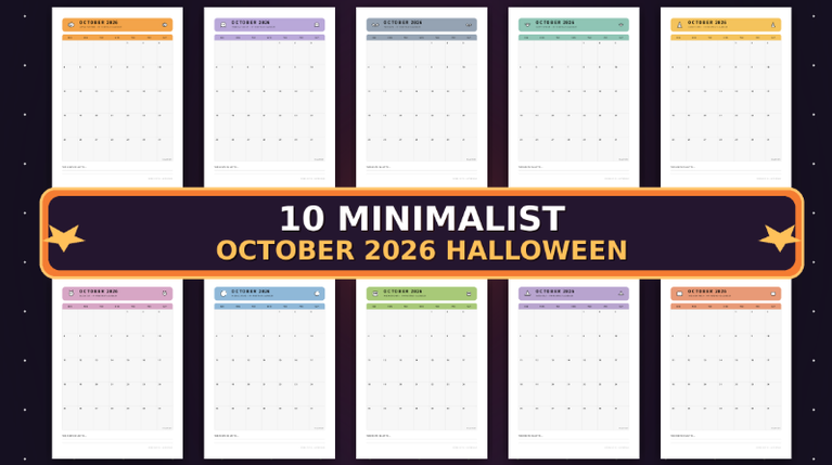 10 Minimalist October 2026 Halloween Calendars for Kids – Free Printable